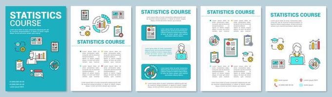 Statistics, metrics tools course brochure template layout. Flyer, booklet, leaflet print design with linear illustrations. Vector page layouts for magazines, annual reports, advertising posters..