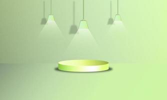 background 3d object ornament Islami lamp and star 3d podium 3d ramadan green color pastel vector design eps 10