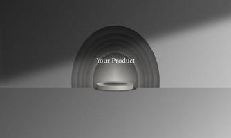 3d background of grey color podium object illustration for product photo of a store, vector design eps 10