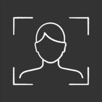 Facial recognition chalk icon. Face scan. Biometric identification. Face ID. Isolated vector chalkboard illustrations