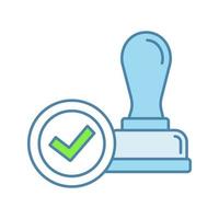 Stamp approved color icon. Stamp of approval. Verification and validation. Certified, approved. Isolated vector illustration