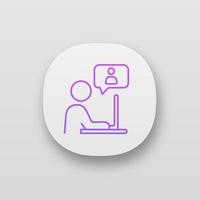 Online communication app icon. UI UX user interface. Chatting. Online job interview. Business conversation. Web or mobile application. Vector isolated illustration