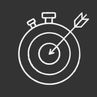 Smart goal chalk icon. Timeliness. Respecting deadlines. Achievement. Stopwatch with target. Isolated vector chalkboard illustration