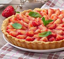 Strawberry tart with custard photo