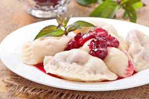 Cherry dumplings with mint photo