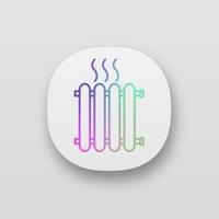 Radiator app icon. Heating battery. Heater. UI UX user interface. Web or mobile application. Vector isolated illustration