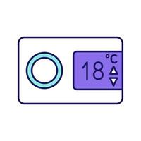 Digital thermostat color icon. Climate control display. Temperature regulation. Air conditioning remote. Isolated vector illustration