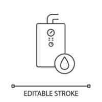 Gas water heater linear icon. Heating water. Thin line illustration. Home boiler. Contour symbol. Vector isolated outline drawing. Editable stroke