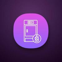 Solid fuel boiler app icon. House central heater. Firewood boiler. Heating system. UI UX user interface. Web or mobile application. Vector isolated illustration