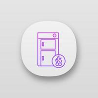 Solid fuel boiler app icon. House central heater. Firewood boiler. Heating system. UI UX user interface. Web or mobile application. Vector isolated illustration