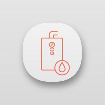 Gas water heater app icon. UI UX user interface. Heating water. Home boiler. Web or mobile application. Vector isolated illustration