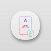 Electric heating boiler app icon. House central heater. Heating system. UI UX user interface. Web or mobile application. Vector isolated illustration