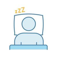 icono de color de la hora de dormir. descansar. rutina diaria. prevención y tratamiento del estrés. sueño saludable. ilustración vectorial aislada vector