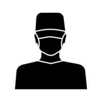 Plastic surgeon glyph icon. Doctor, therapist, general practitioner. Medical worker. Dentist. Silhouette symbol. Negative space. Vector isolated illustration