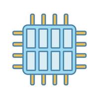 Octa core processor color icon. Eight core microprocessor. Microchip, chipset. CPU. Central processing unit. Computer, phone multi-core processor. Integrated circuit. Isolated vector illustration