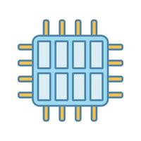 Octa core processor color icon. Eight core microprocessor. Microchip, chipset. CPU. Central processing unit. Computer, phone multi-core processor. Integrated circuit. Isolated vector illustration