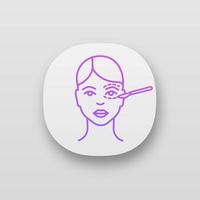 Blepharoplasty app icon. UI UX user interface. Eyelid plastic surgery. Eye lift surgery. Surgical facial rejuvenation. Web or mobile application. Vector isolated illustration