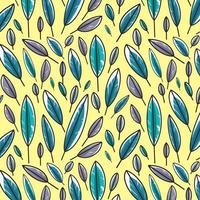 Colorful leaf pattern isolated on yellow background. Seamless feather pattern. photo