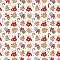 Pattern of traditional Christmas desserts. Vector illustration photo