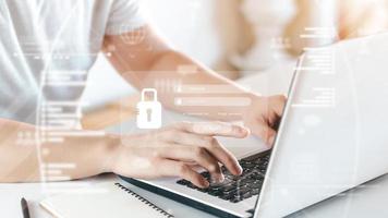 Concept of cyber security, information security and encryption, secure access to user's personal information, secure Internet access, cybersecurity. photo