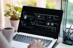Concept of cyber security, information security and encryption, secure access to user's personal information, secure Internet access, cybersecurity. photo