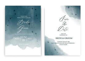 tarjeta de invitación de boda diseño de colección de estilo acuarela de onda marina, fondo de textura de acuarela, folleto, plantilla de invitación. vector