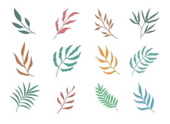 hand painted leaves for decoration in minimalist style