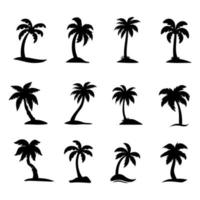 Palm tree silhouette on the beach by the sea for summer vacation vector