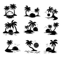 Palm tree silhouette on the beach by the sea for summer vacationPalm tree silhouette on the beach by the sea for summer vacation