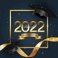 Graduation class of 2022 greeting card. Vector Illustration