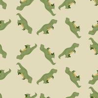 Seamless pattern cute T-Rex dino. Background of funny dinosaurs in doodle style. vector