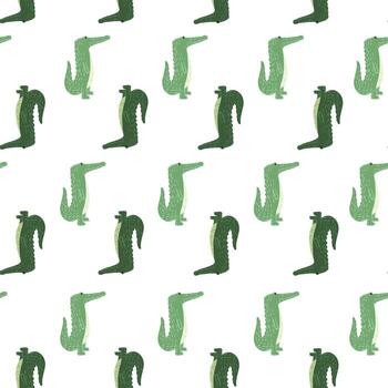 Cute crocodile seamless pattern. Background with funny alligator in doodle style for fabric. vector
