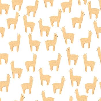 alegre patrón sin costuras de alpaca. fondo con llama divertida en estilo garabato para tela. vector