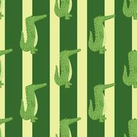 Cute crocodile seamless pattern. Background with funny alligator in doodle style for fabric. vector