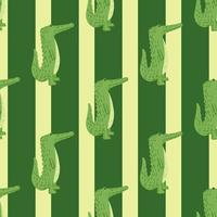 Cute crocodile seamless pattern. Background with funny alligator in doodle style for fabric. vector