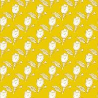 Seamless pattern engraved lemon on branch with leaves. Vintage background lime growing on twig in hand drawn style. vector