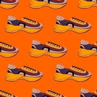 Seamless pattern with modern sneakers. Background with shoes for active lifestyle in doodle style. vector