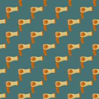 Retro electric hair dryer seamless pattern. Background with appliances for barber in doodle style. vector