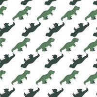 Seamless pattern cute T-Rex dino. Background of funny dinosaurs in doodle style. vector