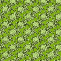 Seamless pattern engraved lemon on twig with leaves. Vintage background citrus fruit on branch in hand drawn style. vector