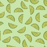 Seamless pattern engraved slice lemon. Vintage background piece lemon or lime in hand drawn style. vector