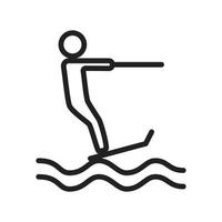 Water Skiing Line Icon vector