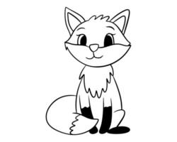 Cute fox drawn with a black outline vector
