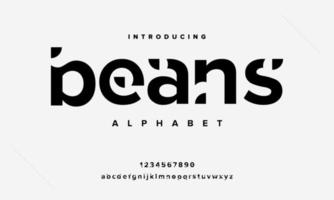 Beans modern minimal urban alphabet. Simple typography for logo, fashion, wedding, music. Vector abstract illustration