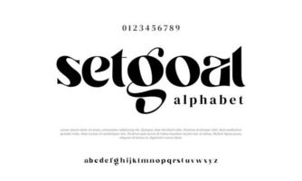 Setgoal modern abstract alphabet. Simple minimalist typography. Logo, music, fashion vector illustration.