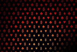 Dark red, yellow vector pattern with symbol of cards.