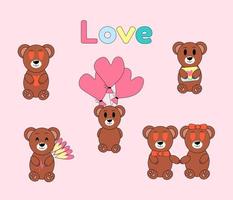 Set of cute cartoon bears. vector illustration