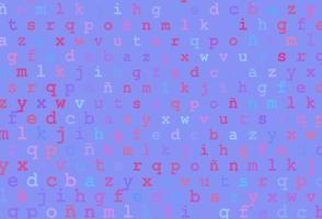 Light pink, blue vector pattern with ABC symbols.