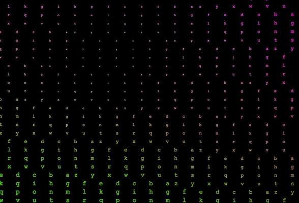 Dark pink, green vector pattern with ABC symbols.