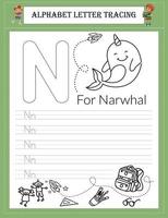 Alphabet tracing worksheet A-Z writing vector